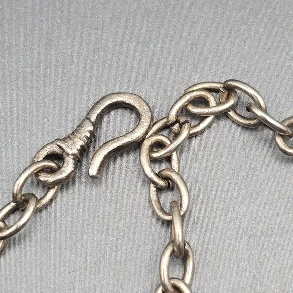 VTG Swirl Disc Medallion Statement Necklace 16" Antique Silver-Plate Adjustable - Picture 4 of 13